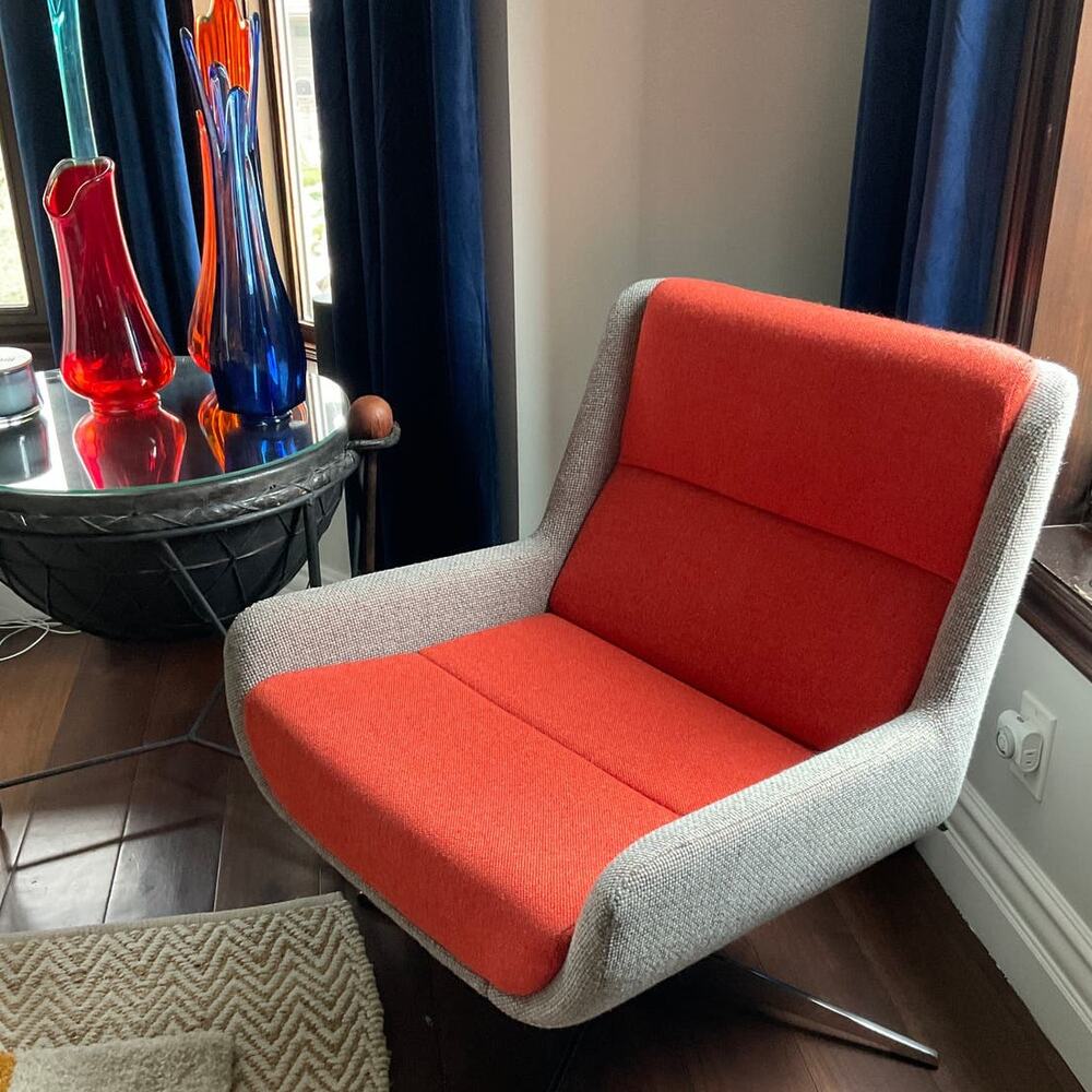 $3769 MCM Herman Miller + NaughtOne Hush Chair Orange Gray Chrome Swivel Chair